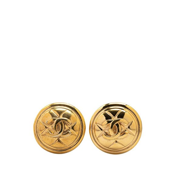 CHANEL Gold Logo Earrings - Picture 1 of 4